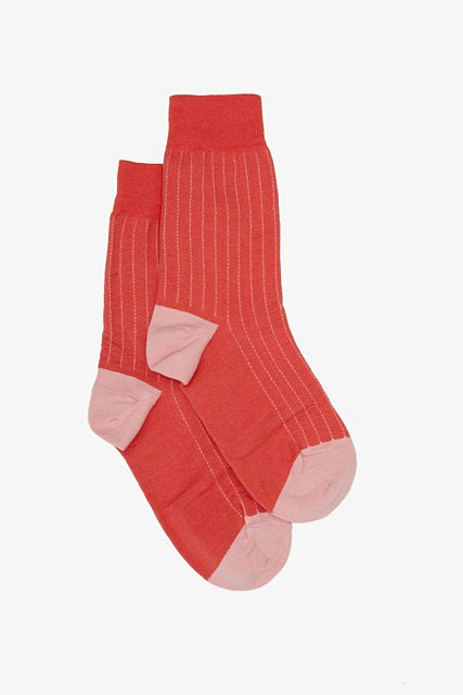 Coral Pin Stripe Sock