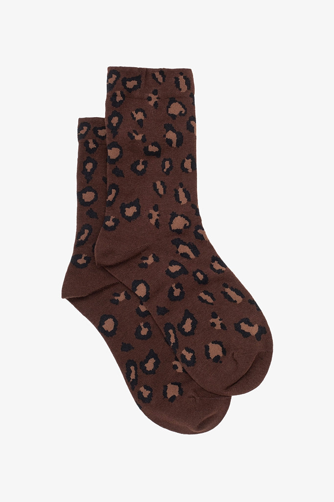 Leopard Print Sock | Chocolate