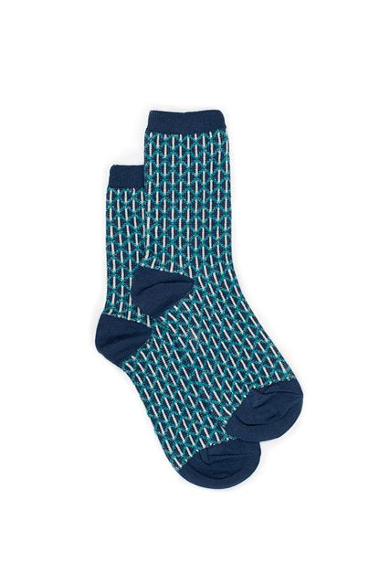 Lurex Diamonds Sock | Navy