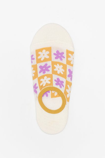 No Show Sock | Daisy Checkerboard