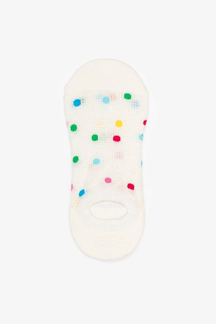 No Show Sock | Coloured Dots White