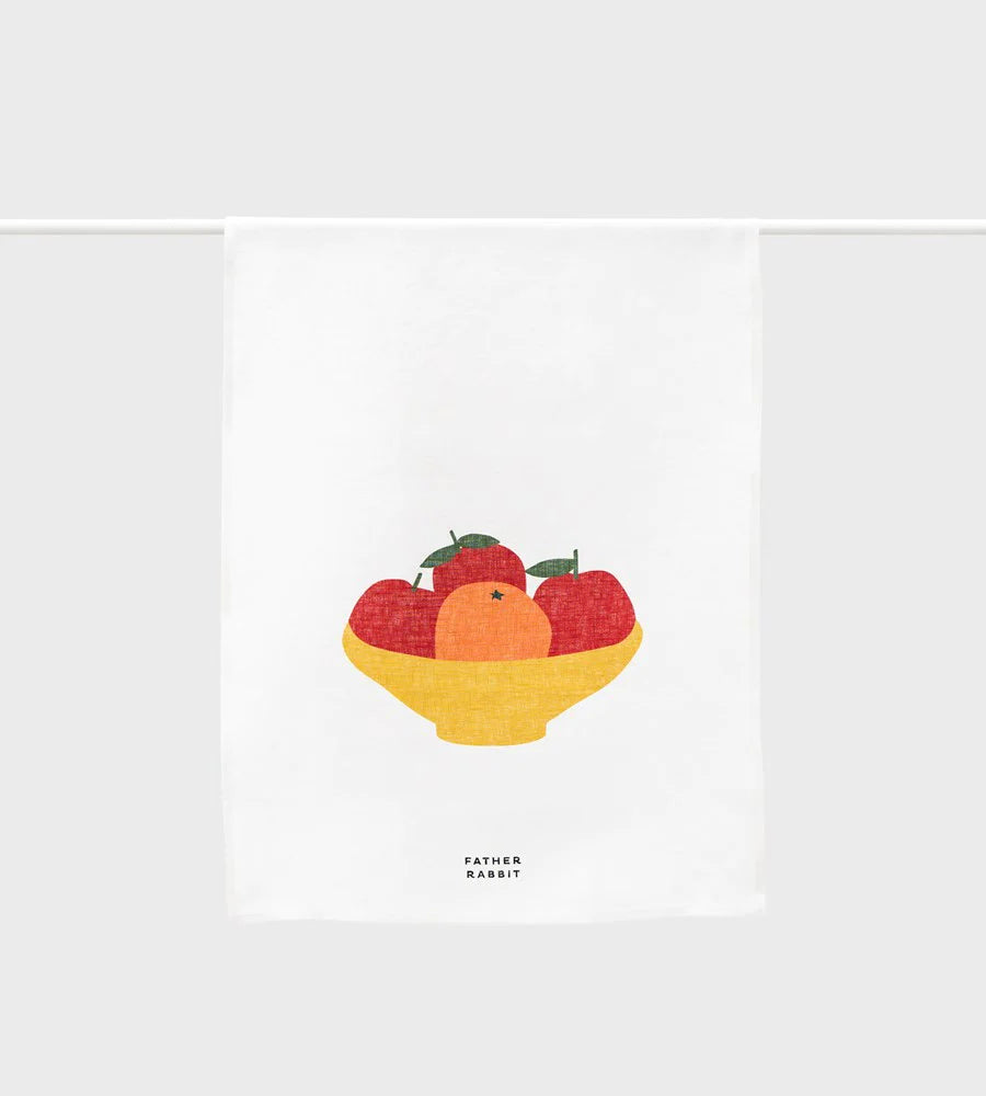 Father Rabbit | Tea Towel | Oranges