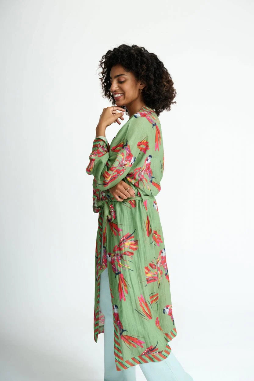 Kimono - Parrots Green