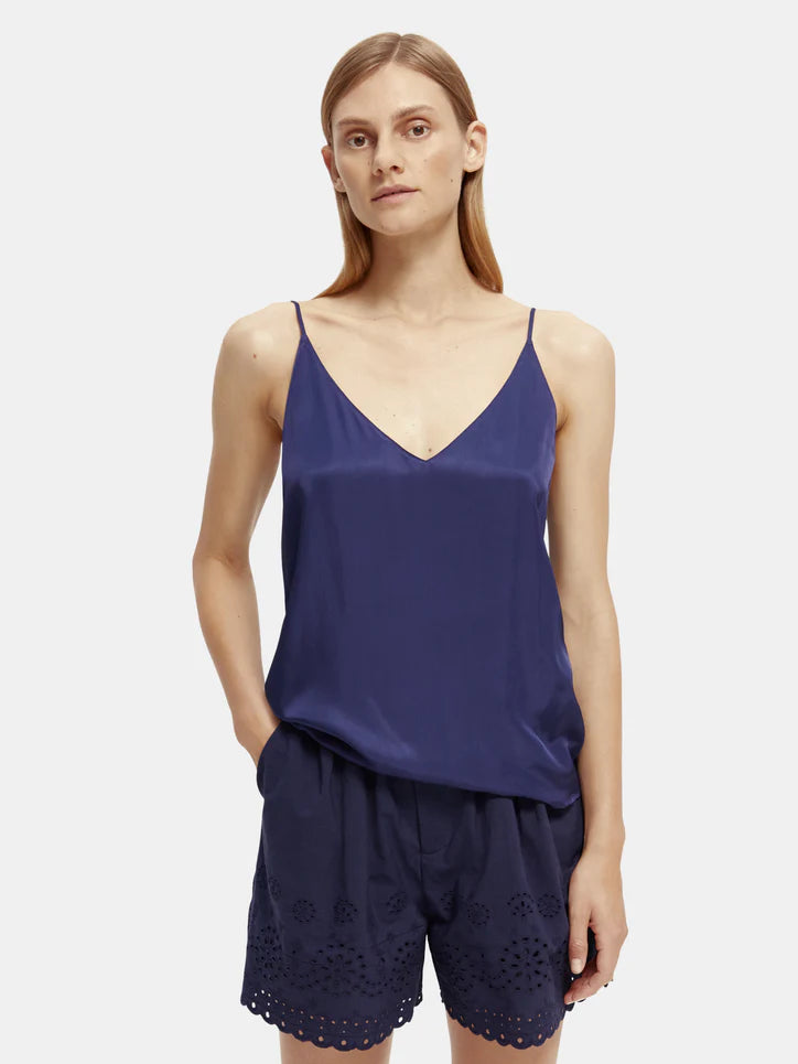 Woven Jersey V-neck Tank Top