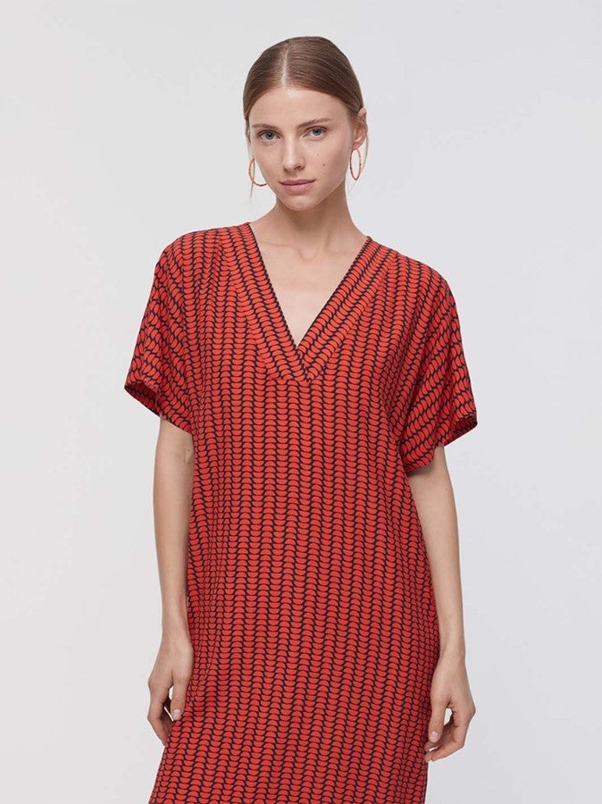 Half Spotted Midi Dress