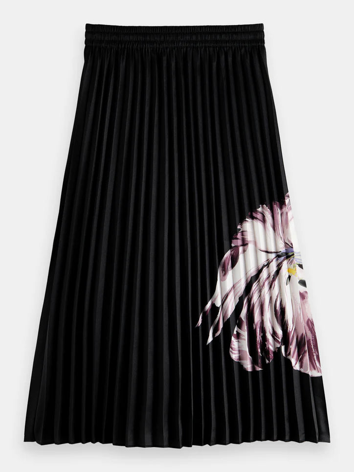 Printed Pleated Midi Skirt