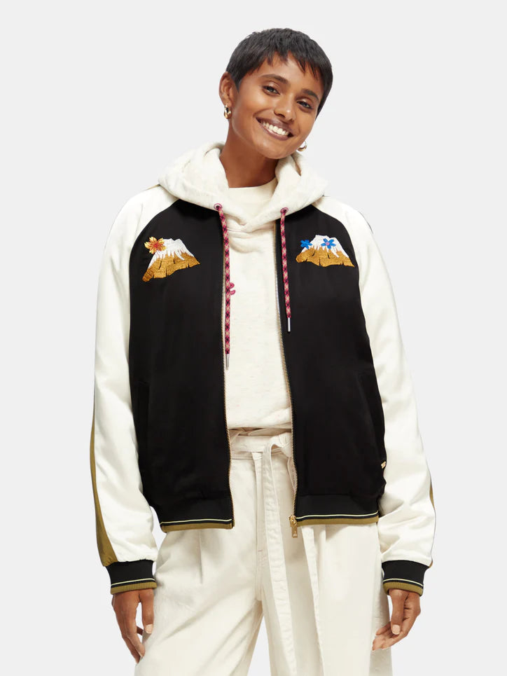 Souvenir Embroided Raglan Bomber Jacket