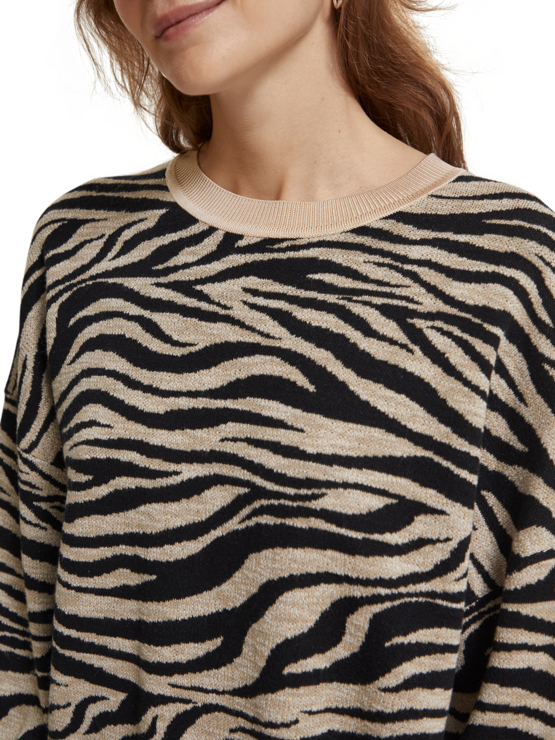 Tiger Jacquard Crew Neck Pullover