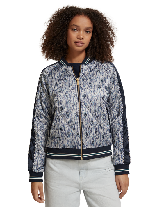 Embroidered Bomber with Contrast Detail