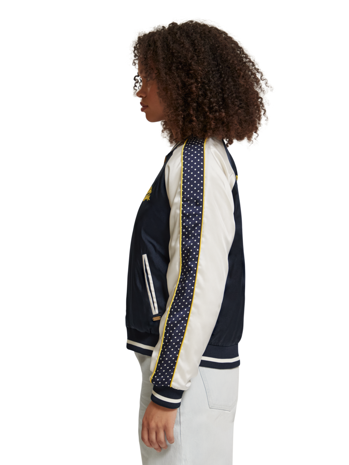 Embroidered Bomber with Contrast Detail