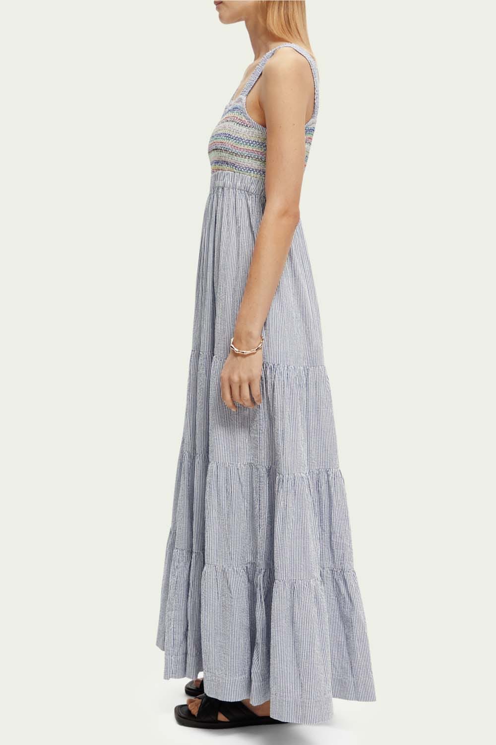 Smock Stitch Detail Maxi Dress