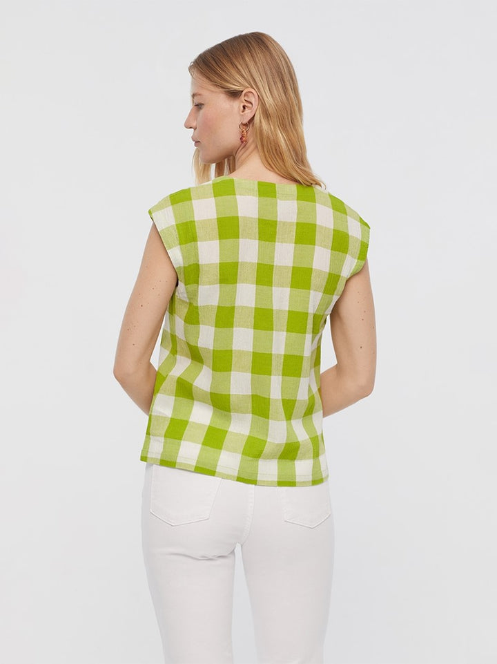 Sleeveless Gingham Cotton Top