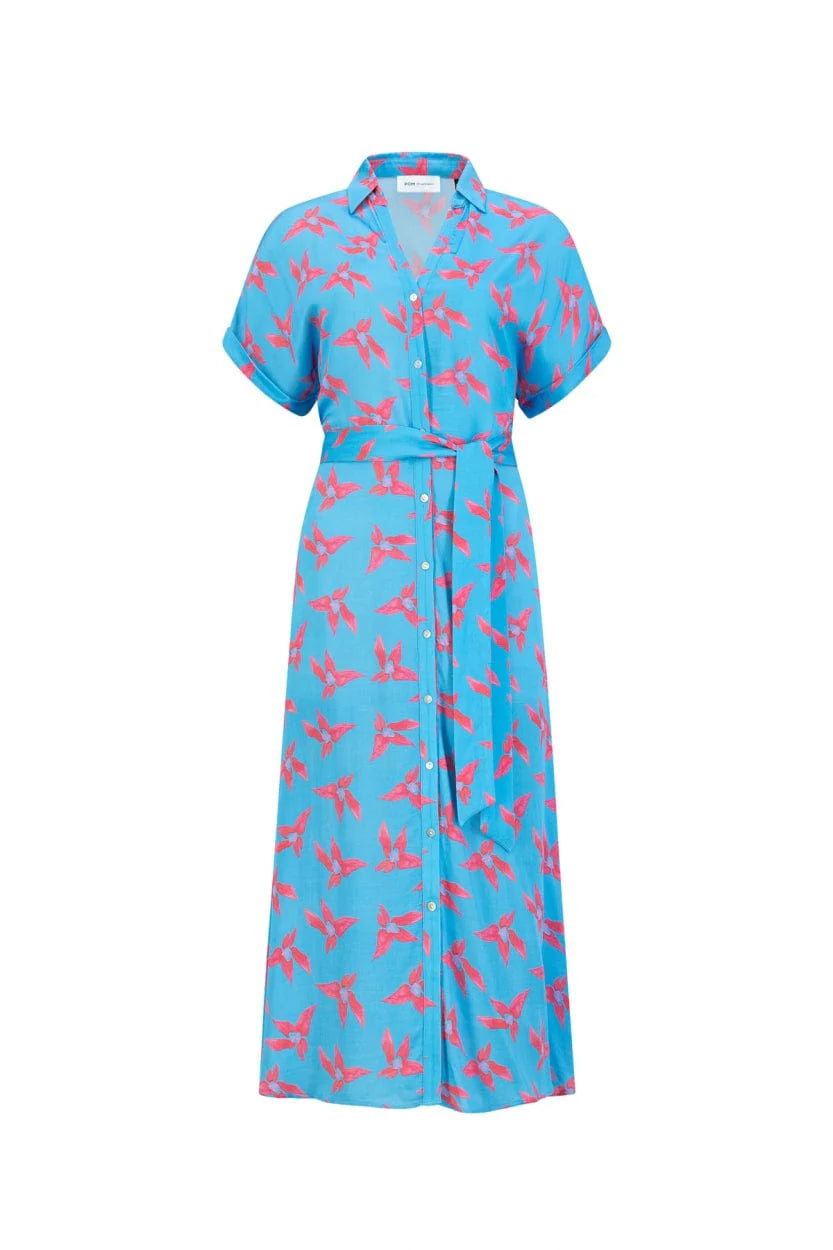 Lynn Origami Flower Blue Dress