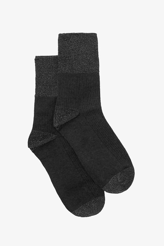 Shimmer Top Sock | Black and Silver
