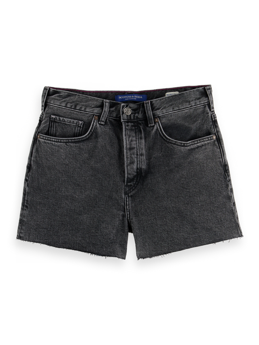 The Ray 5 Pocket Low Rise Denim Short in Washed Black