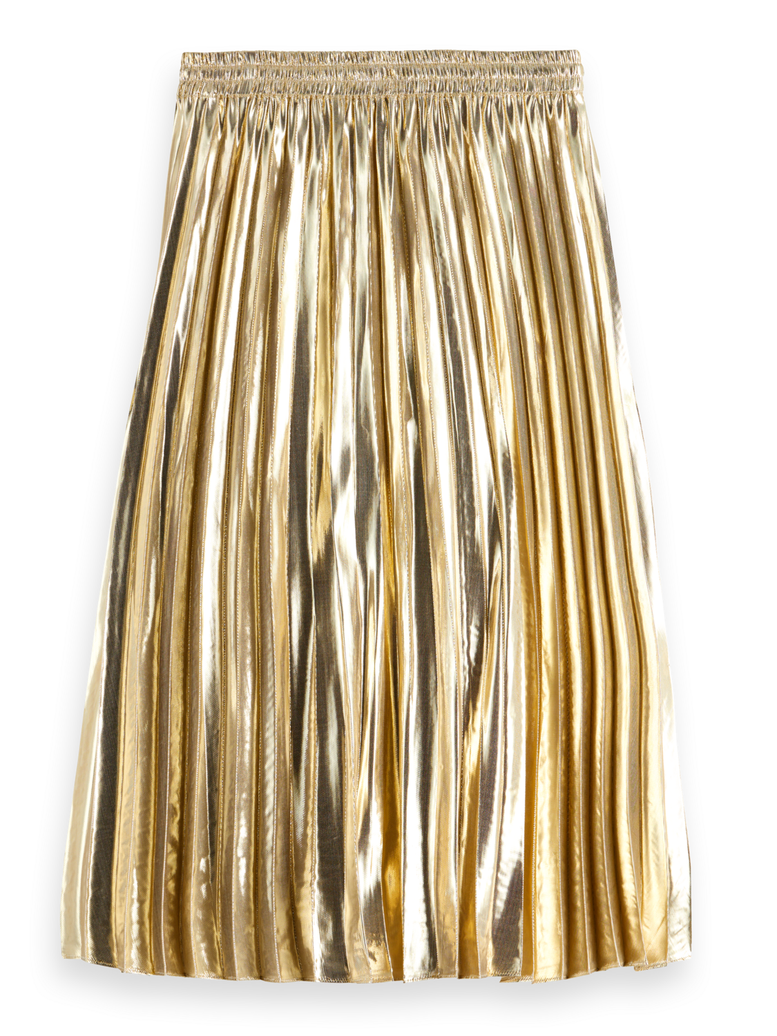 Pleated Shiny High-Rise Maxi Skirt