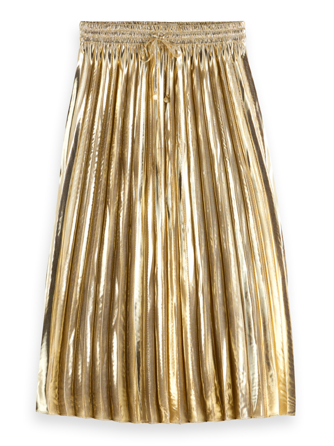 Pleated Shiny High-Rise Maxi Skirt