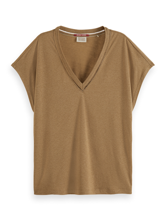 V-Neck Ladder Detail T-Shirt