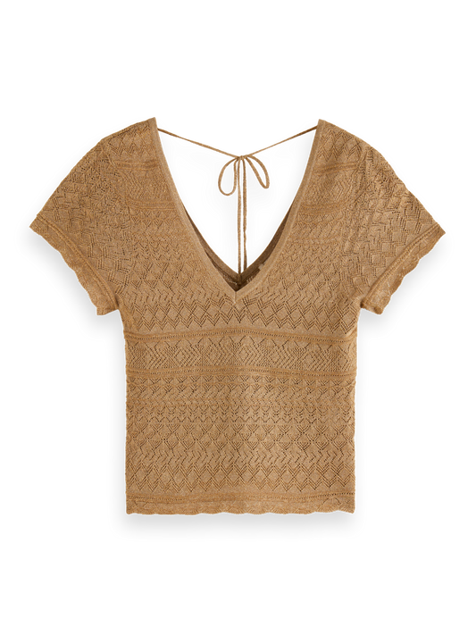 Metallic Pointelle Pullover