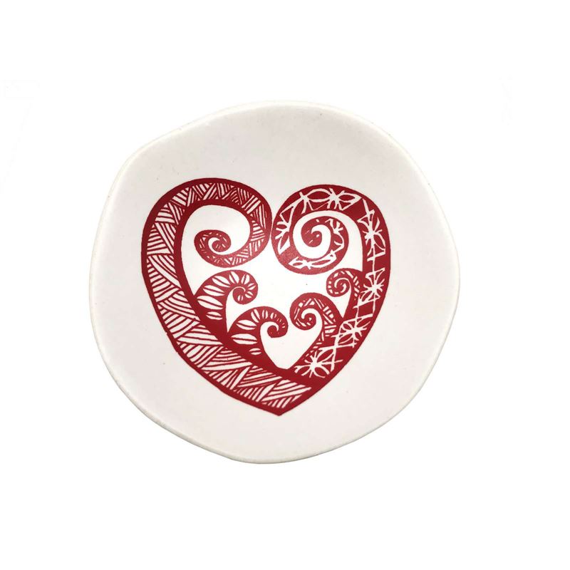 Red Aroha Fern On White Bowl 7cm