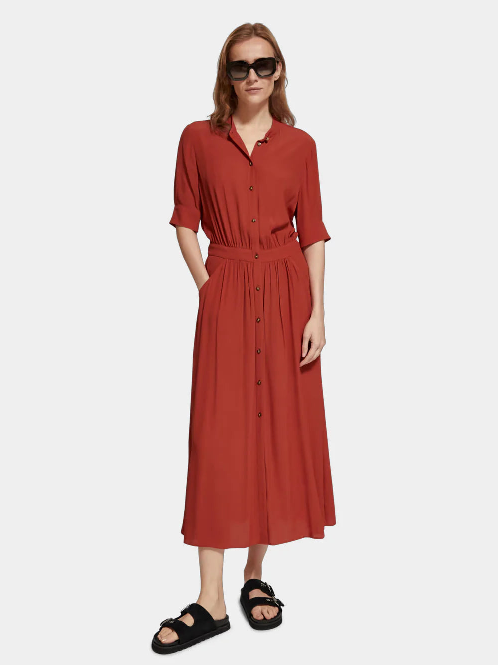 Midi Dress with Button Closure