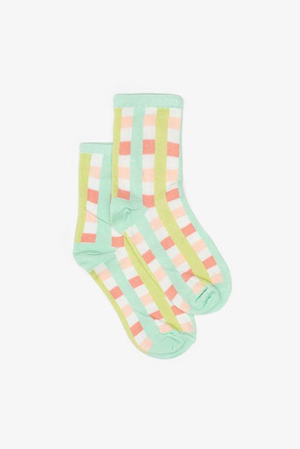 Mint Checkered Jean Sock