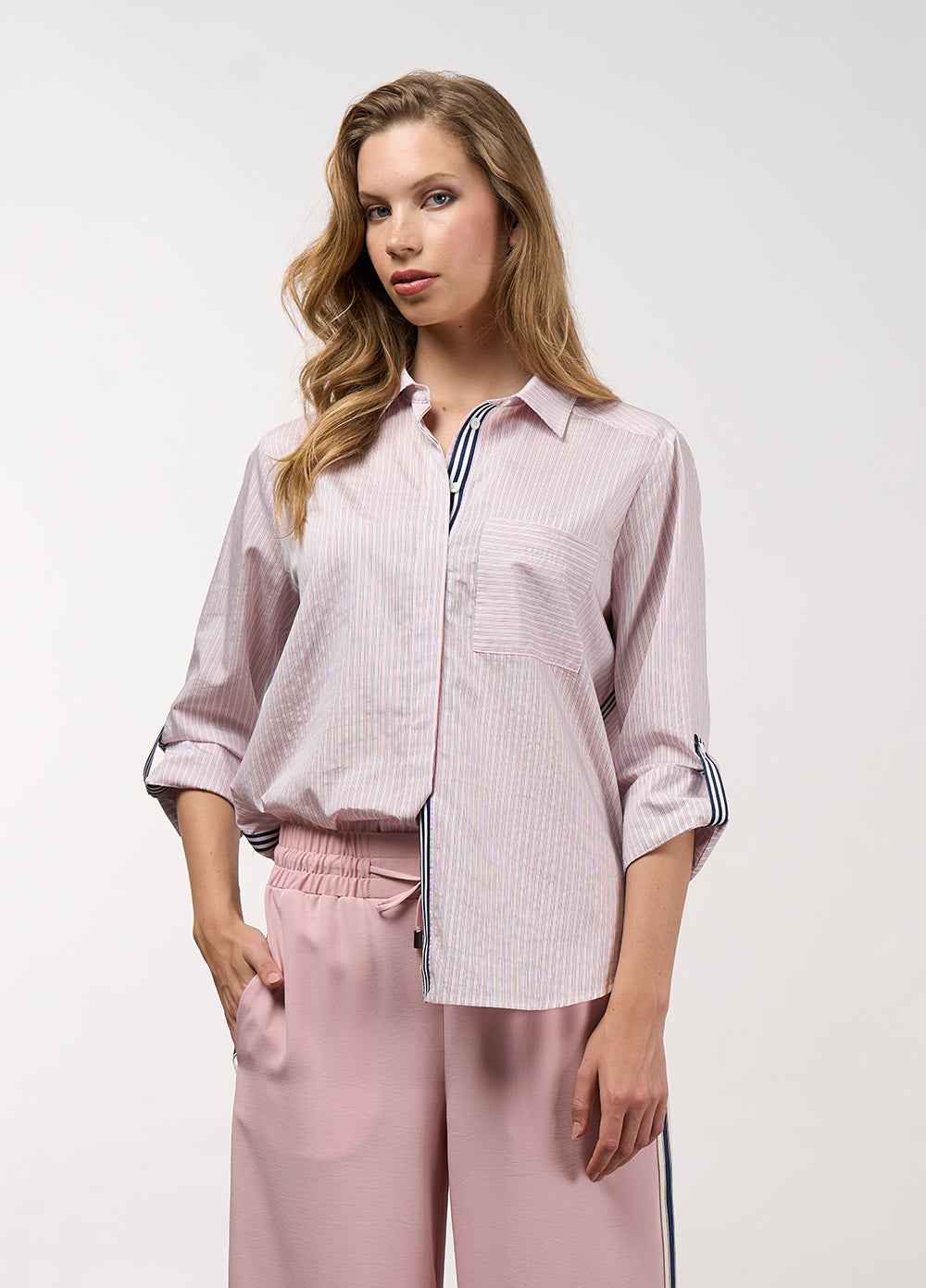 Mixed Media Stripe Shirt