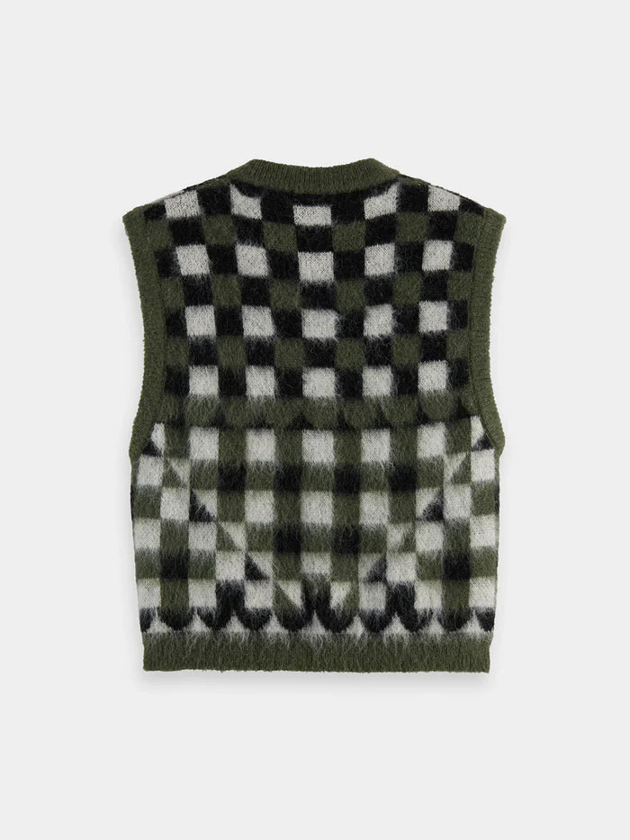 Fuzzy Jacquard Spencer Vest