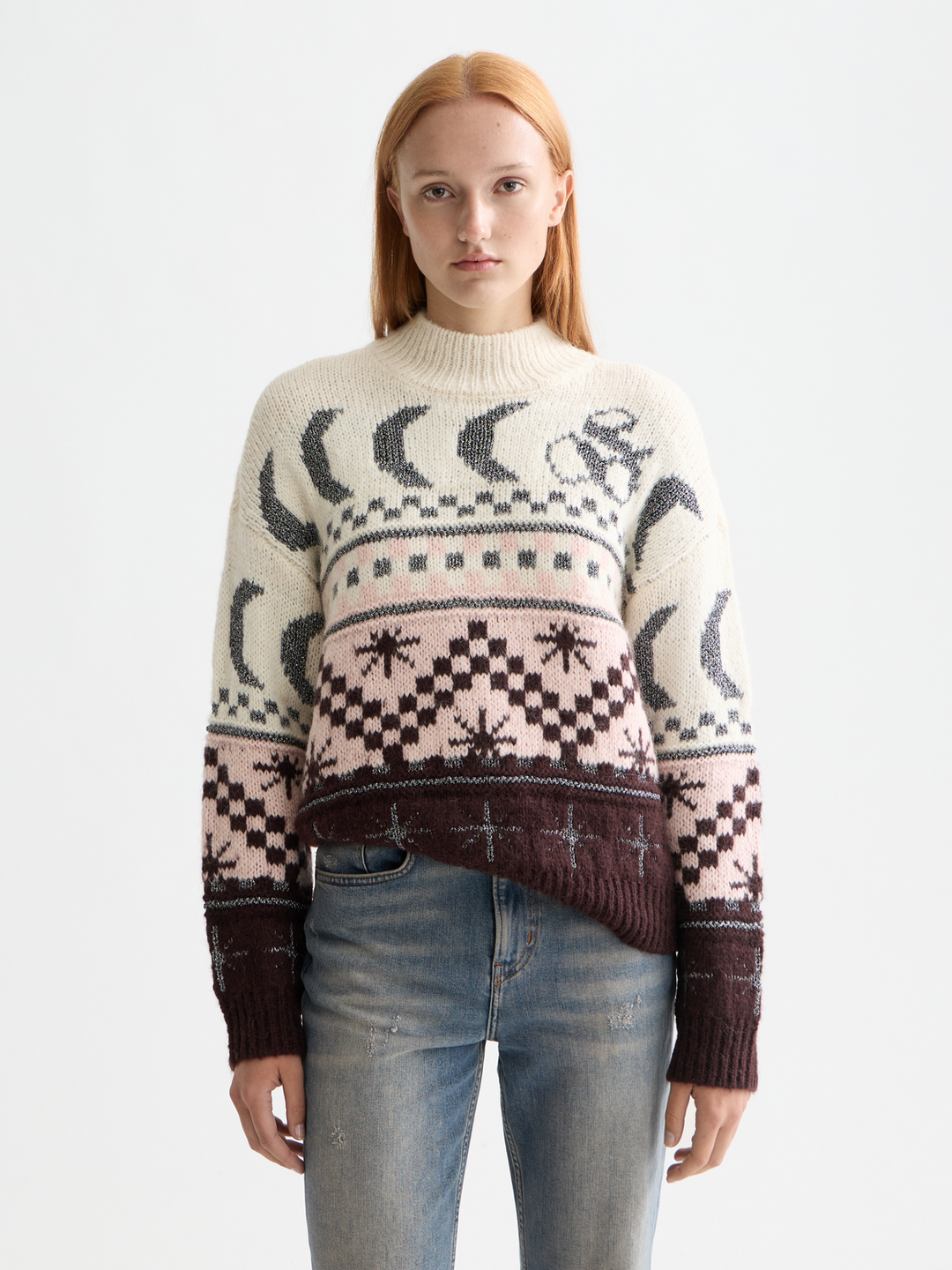 Metallic Fair Isle Pullover
