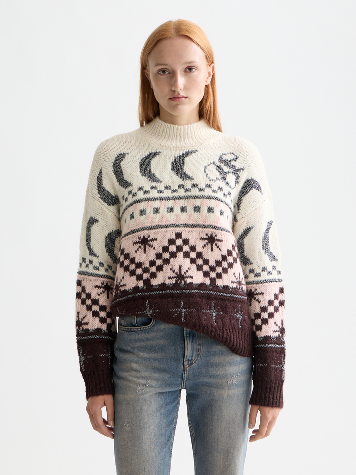 Metallic Fair Isle Pullover