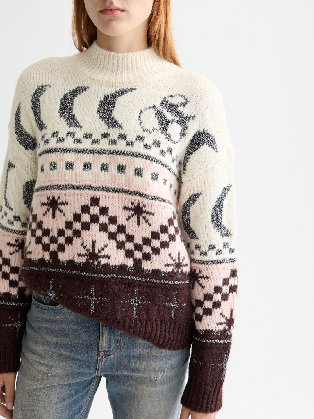 Metallic Fair Isle Pullover