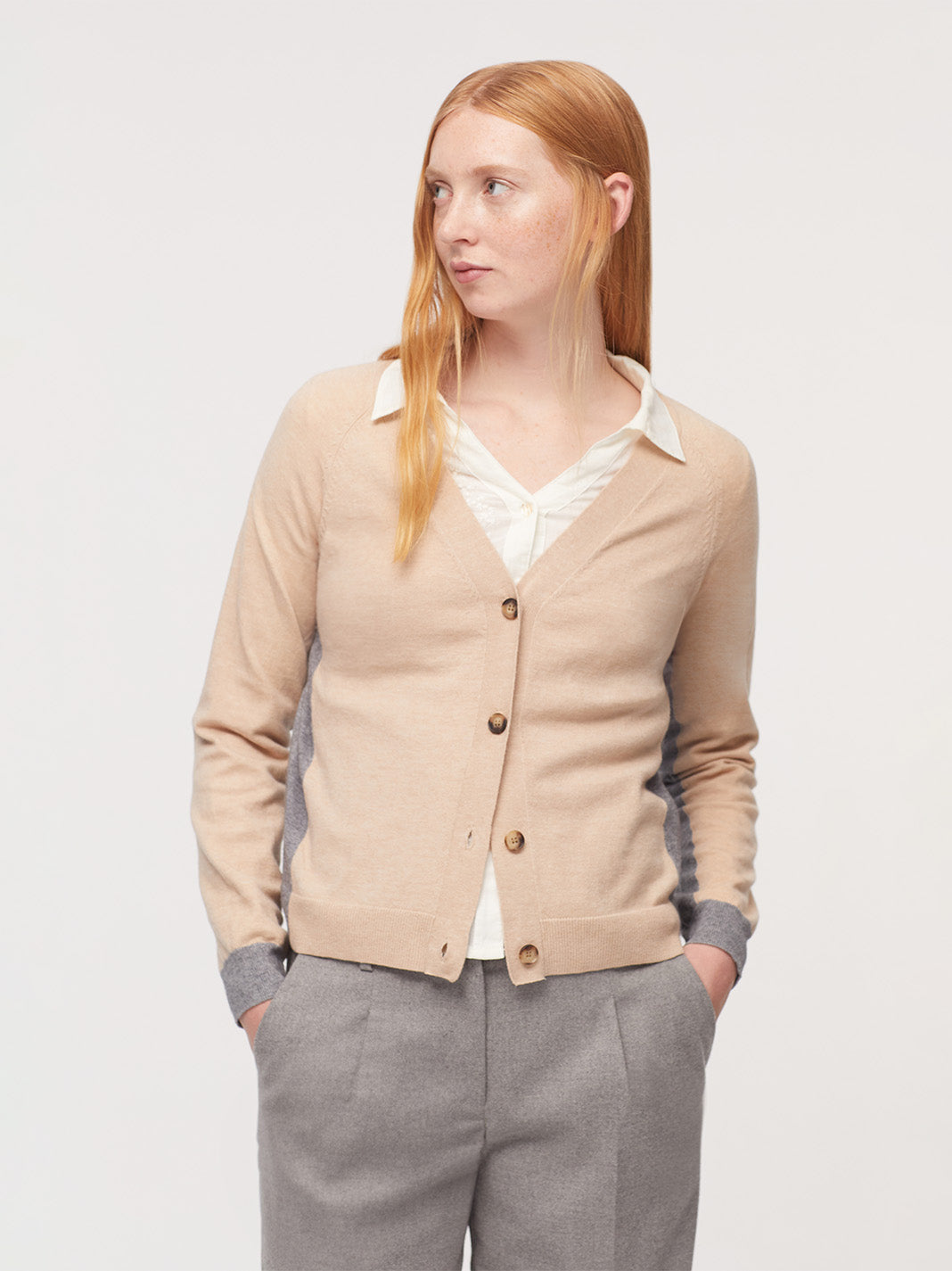 Two Tone V-Neck Cardigan