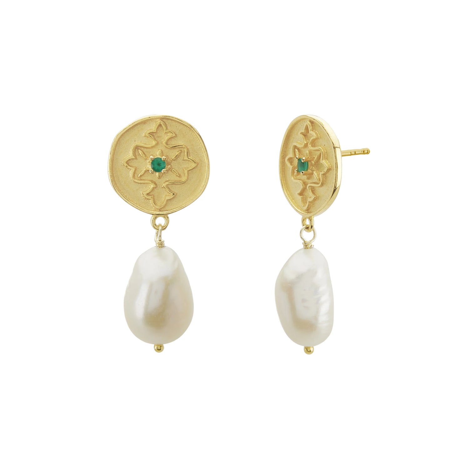 Wandering Soul Earrings | Green Onyx & Pearl