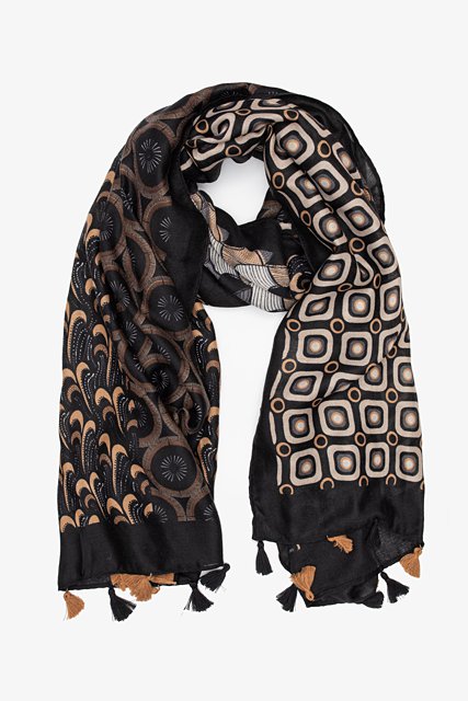 Black Multi Abstract Scarf