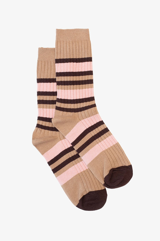 Blush and Taupe Stripe Sock