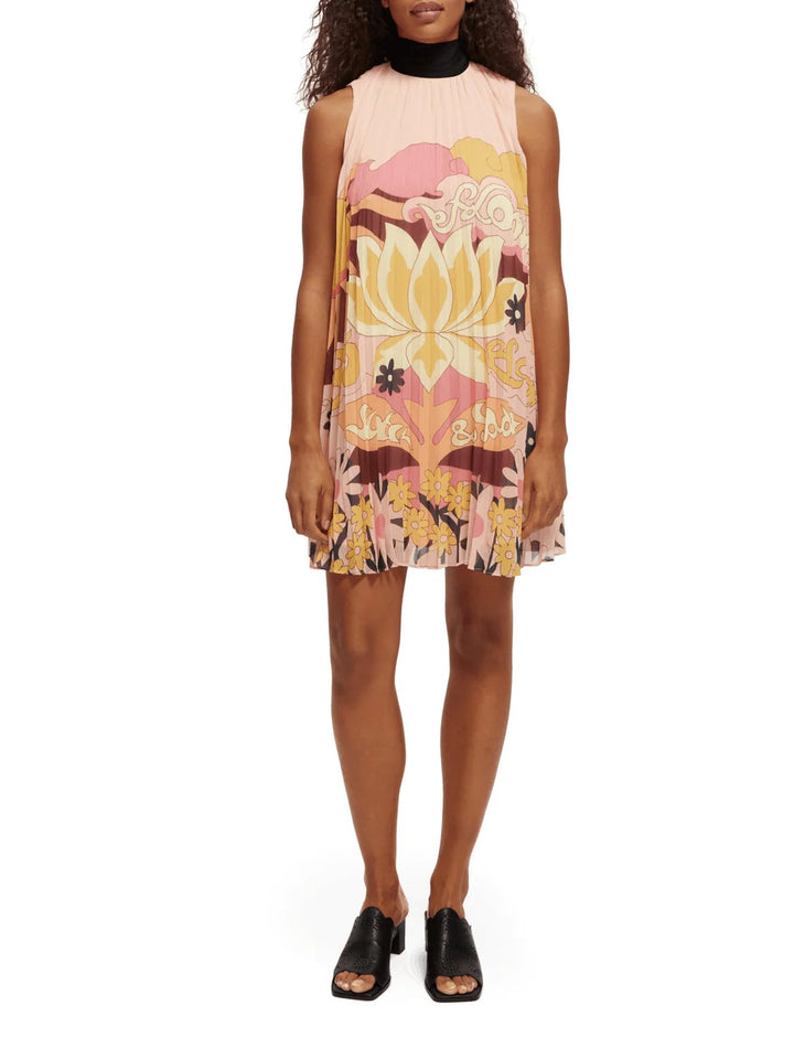 Bow Pleated Mini Dress