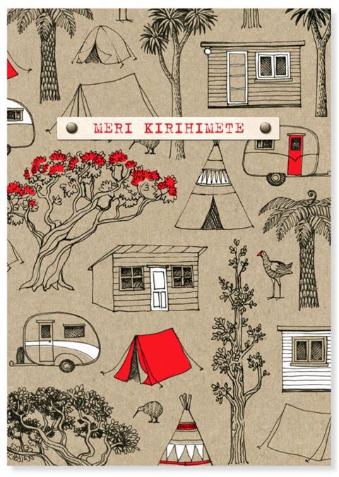 Meri Kirihimete Summer Camping - Card