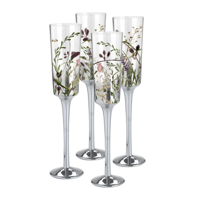 Wildflower Champagne Flutes | Set of Four