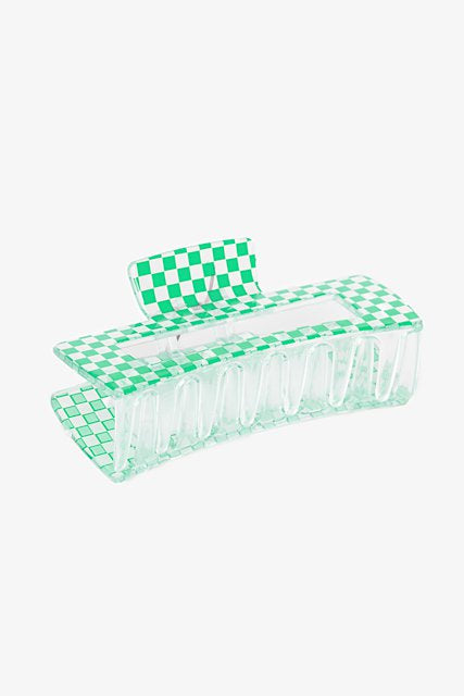 Checkered Claw Clip | Green