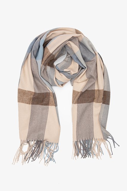Check Scarf | Taupe & Soft Blues