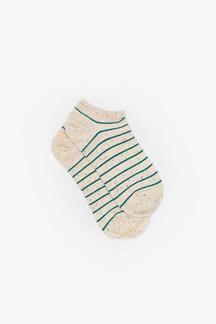 Ankle Sock | Fleck and Green Stripe