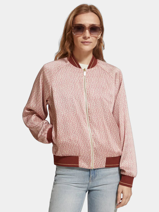 Coral Printed Reversible Bomber Jacket