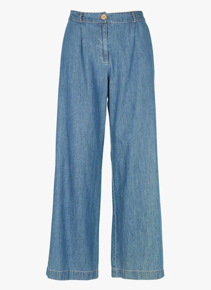 Wide-Leg Cotton Denim Pants
