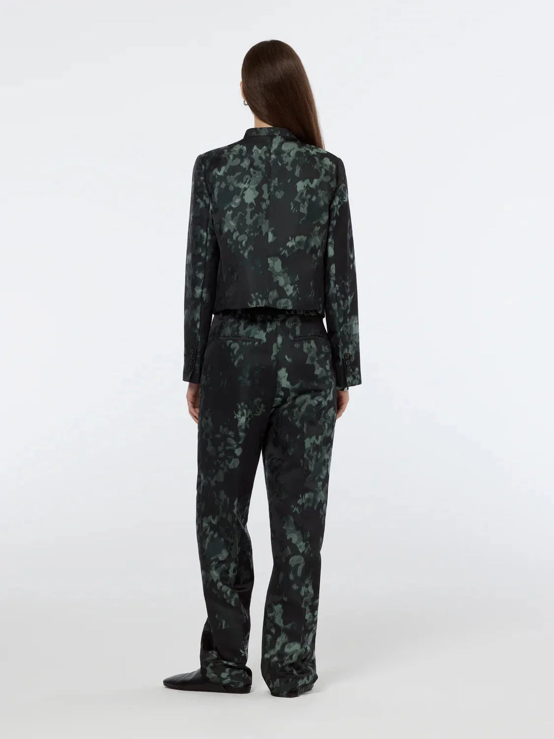 Floral Jacquard Cropped Blazer