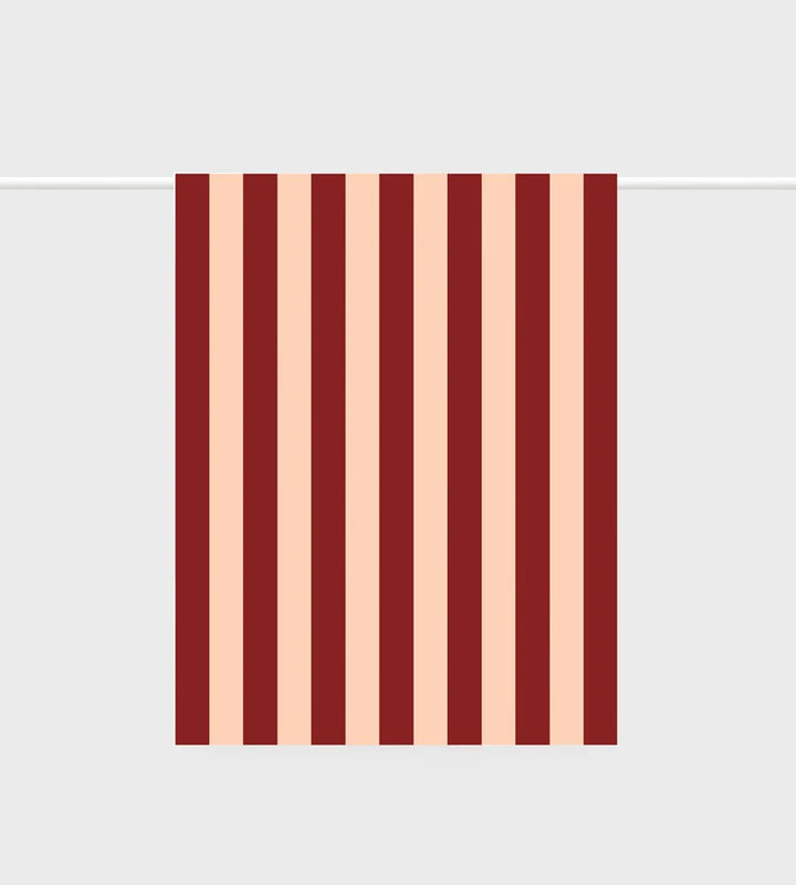 Lettuce Tea Towel | Bold Stripe Peach & Burgundy