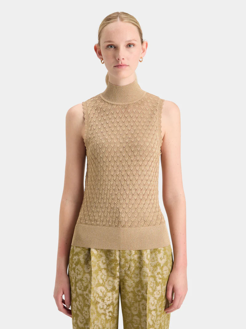 Metallic Pointelle Knitted Tank