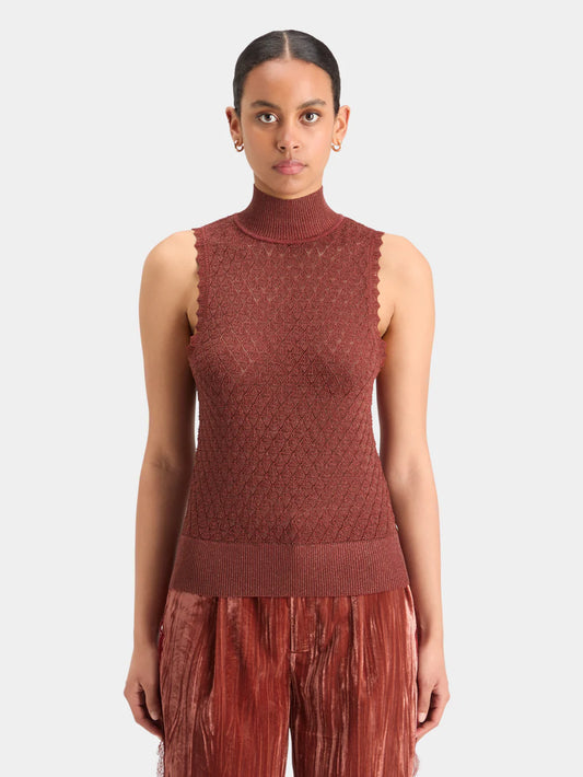 Metallic Pointelle Knitted Tank