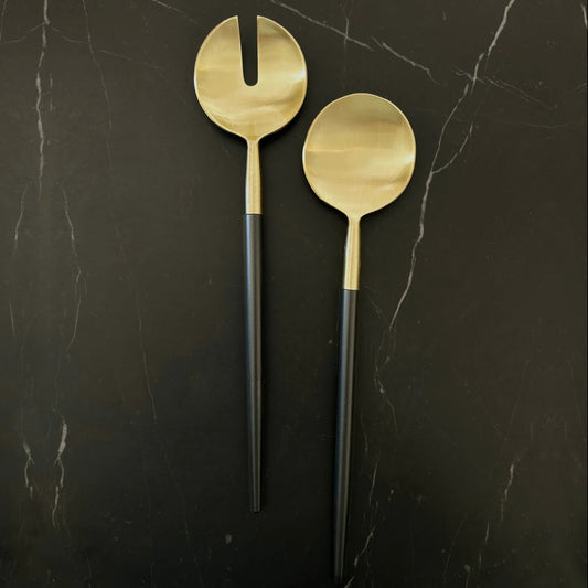 Napa Salad Server Set - Black/Gold