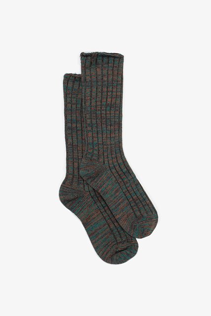 Ribbed Fleck Sock | Green