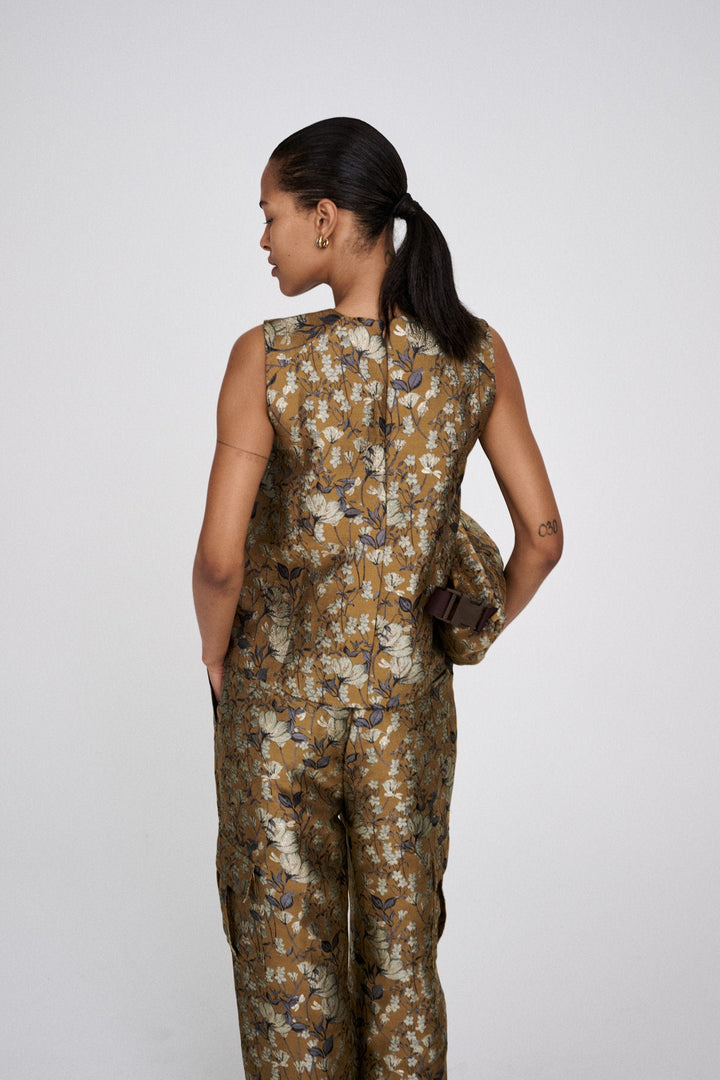 Achola Ottoman jacquard Cargo Pant - Golden Combo